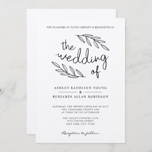 Uitnodiging tot weduwschap tussen bijkantoren (Voorkant / Achterkant)