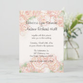 Uitnodiging tot weduwschap tussen crème en roze ro (Staand voorkant)