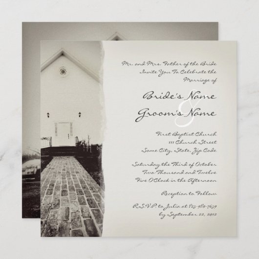 Uitnodiging tot weduwschap tussen de oude kerk (Voorkant / Achterkant)