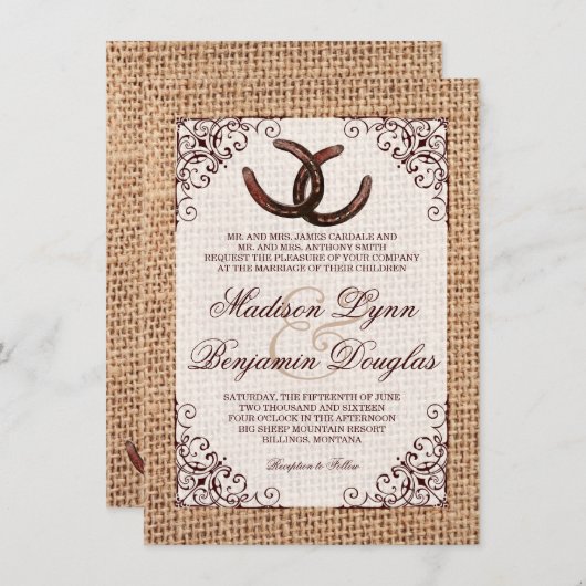 Uitnodiging tot weduwschap tussen Hoefijzer uit de (Voorkant / Achterkant)