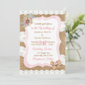 Uitnodiging tot weduwschap tussen Lace en Burlap (Staand voorkant)