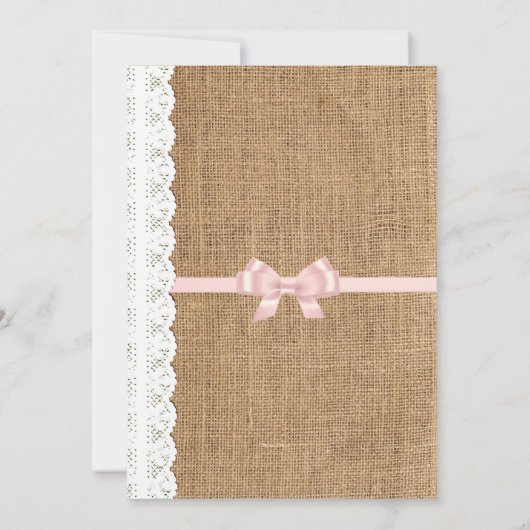 Uitnodiging tot weduwschap tussen Lace en Burlap (Achterkant)