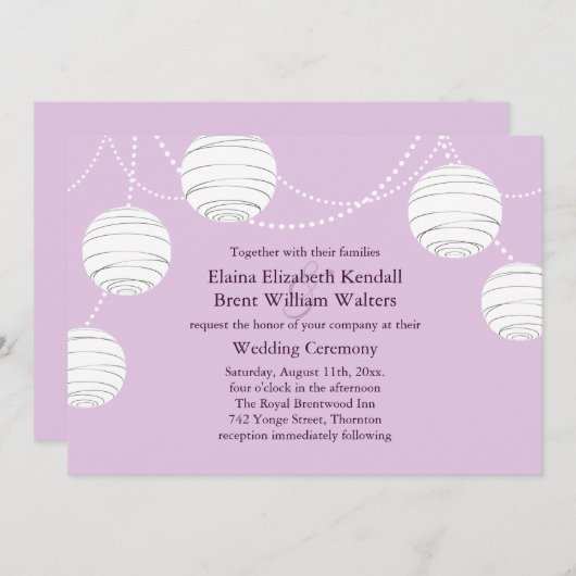 Uitnodiging tot weduwschap tussen lila partijen (Voorkant / Achterkant)