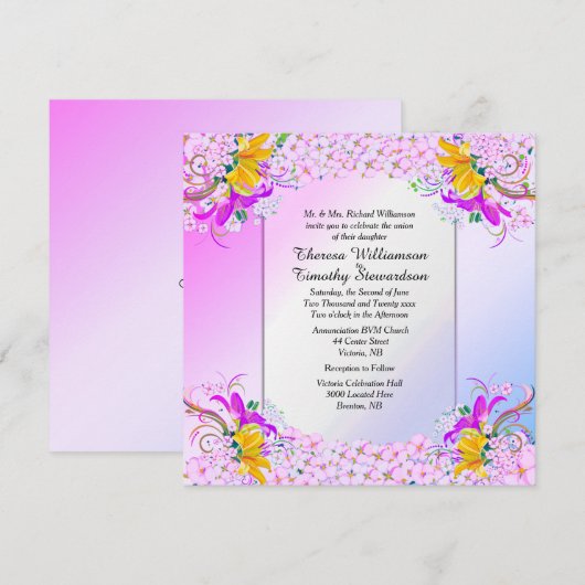 Uitnodiging tot weduwschap tussen mooie Vloertuine (Voorkant / Achterkant)