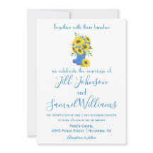 Uitnodiging tot weduwschap tussen mooie zonnebloem