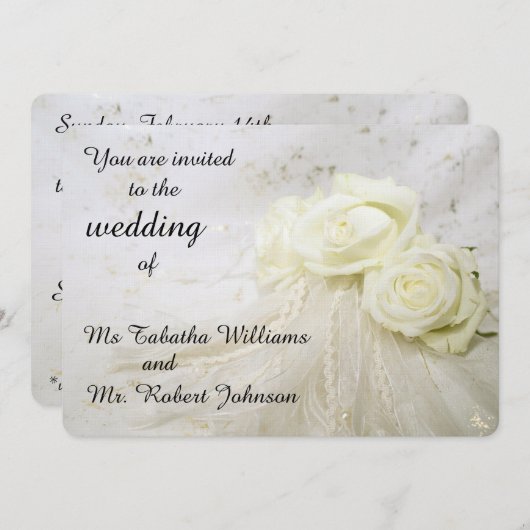 Uitnodiging tot weduwschap tussen prachtige witte (Voorkant / Achterkant)