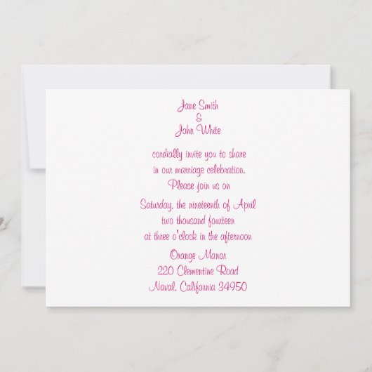 Uitnodiging tot weduwschap tussen Rozen (Achterkant)