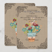 Uitnodiging tot weduwschap tussen Rustic Flower Bu (Voorkant / Achterkant)