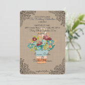 Uitnodiging tot weduwschap tussen Rustic Flower Bu (Staand voorkant)