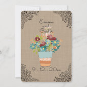 Uitnodiging tot weduwschap tussen Rustic Flower Bu (Achterkant)