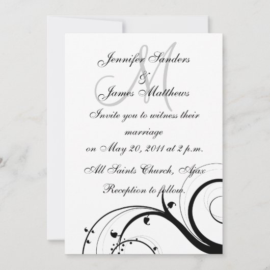 Uitnodiging tot weduwschap tussen zwart en wit (Achterkant)