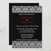 Uitnodiging tot weduwschap tussen zwart/wit en roo (Voorkant / Achterkant)