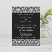 Uitnodiging tot weduwschap tussen zwart/wit en roz (Staand voorkant)