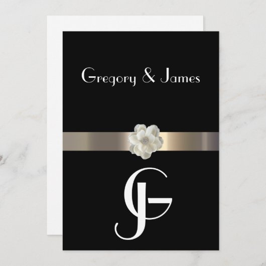 Uitnodiging tot weduwschap tussen zwarte en gouden (Voorkant / Achterkant)