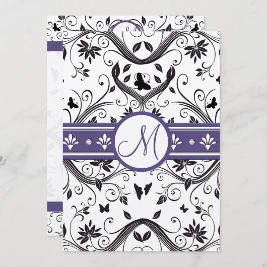 Uitnodiging tot weduwschap tussen zwarte en Paarse (Voorkant / Achterkant)