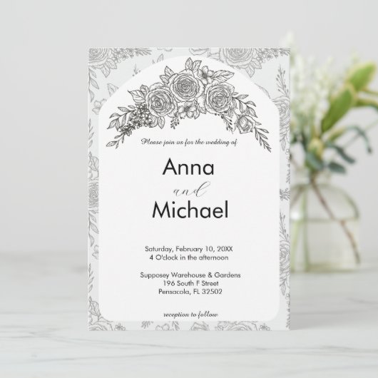 Uitnodiging tot weduwschap tussen zwarte en witte  (Staand voorkant)