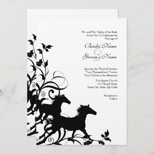 Uitnodiging tot weduwschap tussen zwarte en witte  (Voorkant / Achterkant)