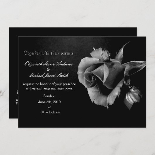 Uitnodiging tot weduwschap tussen zwarte en witte (Voorkant / Achterkant)