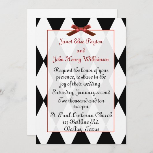 Uitnodiging tot weduwschap tussen zwarte en witte (Voorkant / Achterkant)