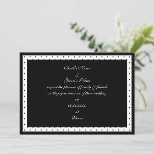 Uitnodiging tot weduwschap tussen zwarte en witte  (Staand voorkant)