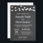 Uitnodiging tot weduwschap van Chalkboard String L<br><div class="desc">Chalkboard String Lights Wedding Invitation. Achtergrond zwart-wit karton. Koord lichten. Afdrukbaar digitaal. Voor verdere aanpassing,  te klikken gelieve de knoop "van de Aanpassing het"en ons ontwerphulpmiddel te gebruiken om deze sjabloon te wijzigen.</div>