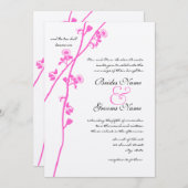 Uitnodiging tot weduwschap van de roze Wild Flower (Voorkant / Achterkant)