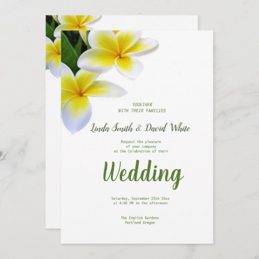 Uitnodiging tot weduwschap van Frangipani (Voorkant / Achterkant)