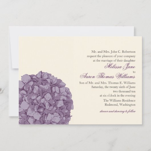 Uitnodiging tot weduwschap van Hydrangea (Voorkant)