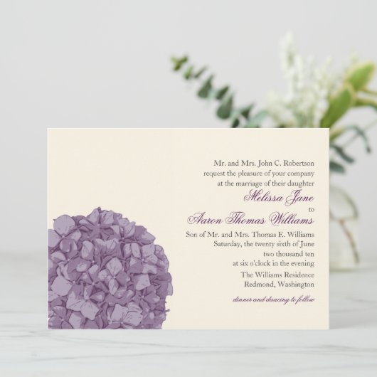 Uitnodiging tot weduwschap van Hydrangea (Staand voorkant)