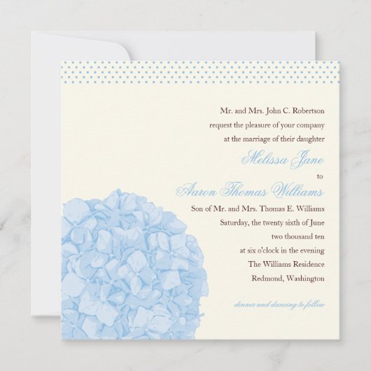 Uitnodiging tot weduwschap van Hydrangea (Voorkant)