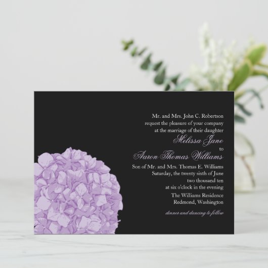 Uitnodiging tot weduwschap van Hydrangea (Staand voorkant)