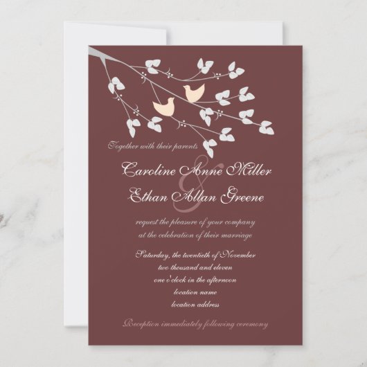 Uitnodiging tot weduwschap van Lovevogels (Voorkant)