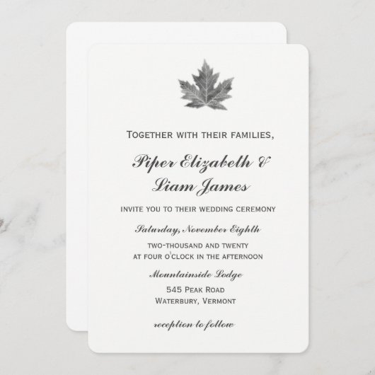 Uitnodiging tot weduwschap van Maple Leaf (Voorkant / Achterkant)