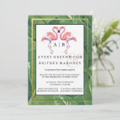 Uitnodiging tot weduwschap van Palms en Flamingos (Staand voorkant)