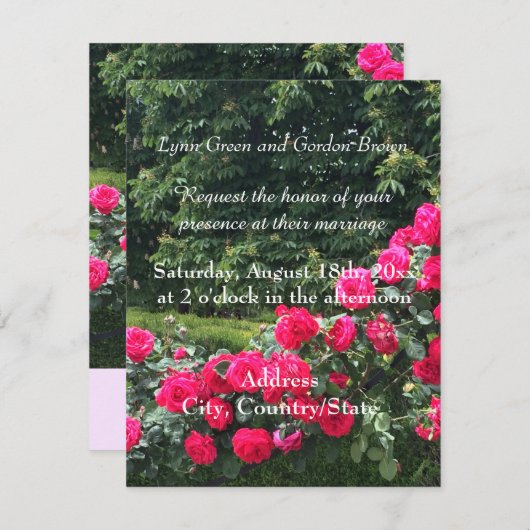 Uitnodiging tot weduwschap van rode rozen (Voorkant / Achterkant)