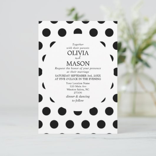 Uitnodiging tot weduwschap van zwarte en witte pok (Staand voorkant)