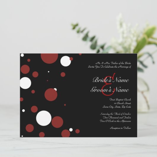 Uitnodiging tot weduwschap van zwarte en witte pok (Staand voorkant)