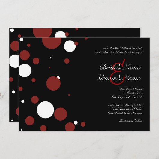 Uitnodiging tot weduwschap van zwarte en witte pok (Voorkant / Achterkant)