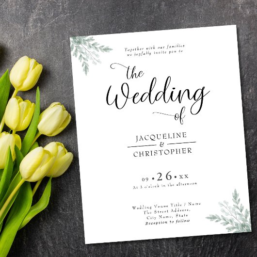 Uitnodiging tot weduwschap via Eucalyptus Flyer