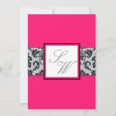 Uitnodiging tot weduwschap via hete roze Damask Mo (Achterkant)