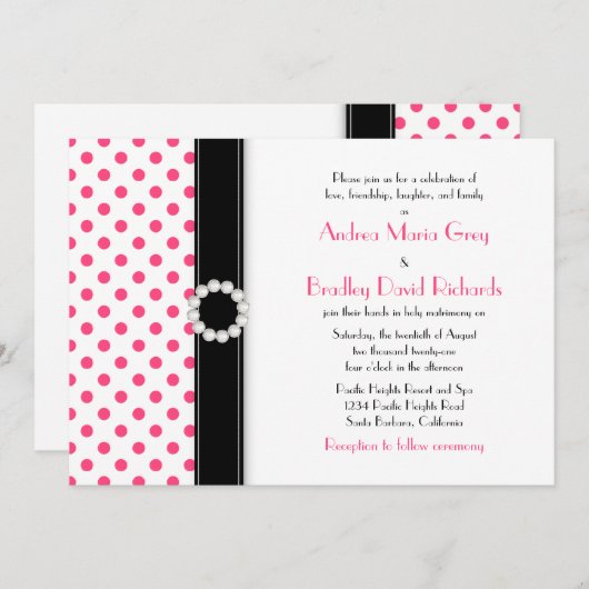 Uitnodiging tot weduwschap via hotroze poka (Voorkant / Achterkant)