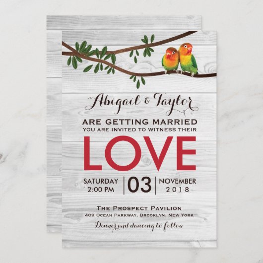 Uitnodiging tot weduwschap voor kleurrijke vogels (Voorkant / Achterkant)