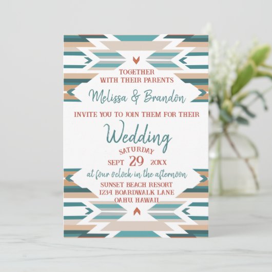 Uitnodiging tot western/Boho bruiloft (Staand voorkant)