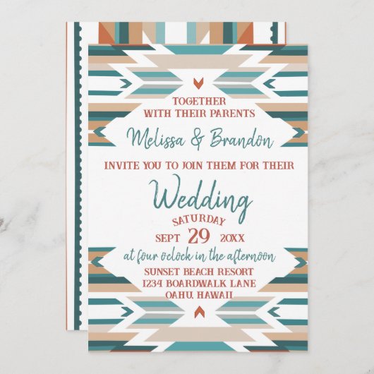 Uitnodiging tot western/Boho bruiloft (Voorkant / Achterkant)