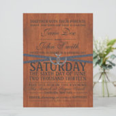 Uitnodiging tot western, hout en lint (Staand voorkant)