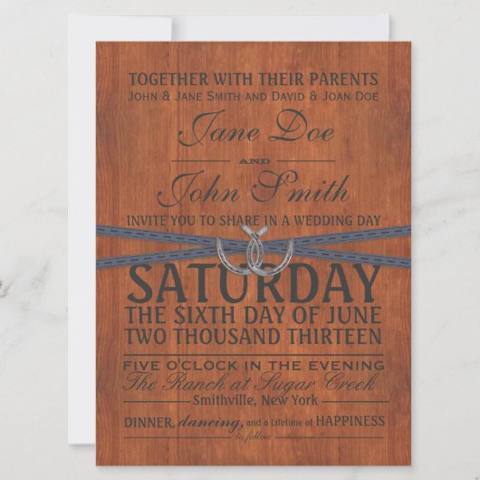 Uitnodiging tot western, hout en lint (Voorkant)