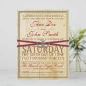 Uitnodiging tot western, hout en rode lintjes (Staand voorkant)