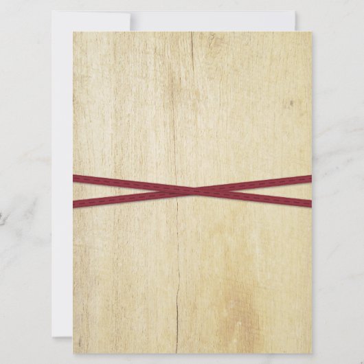 Uitnodiging tot western, hout en rode lintjes (Achterkant)