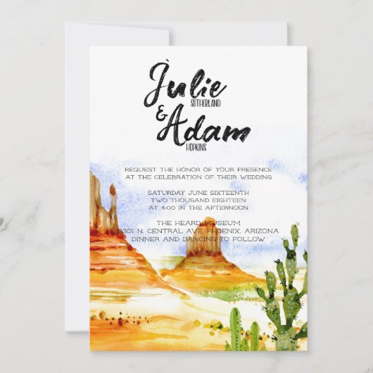 Uitnodiging tot Woestijnbruiloft (Voorkant)