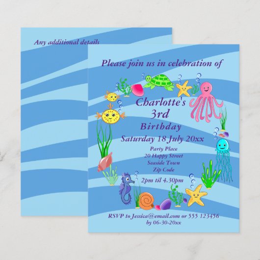 Uitnodiging tot zee Life (Voorkant / Achterkant)